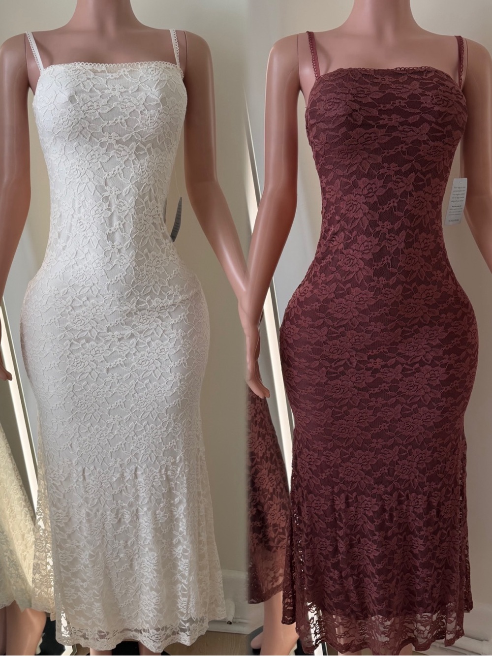 Lace Midi Dress - White or Burgundy